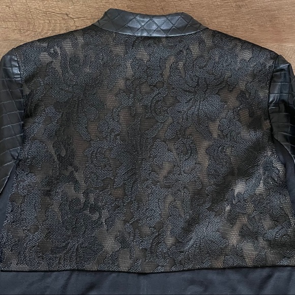 CHICO’S LACE DIAMOND FAUX LEATHER JACKET - Picture 8 of 12